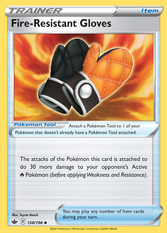 Trainer Fire-Resistant Gloves Base card #138/198 Pokémon Card Chilling Reign