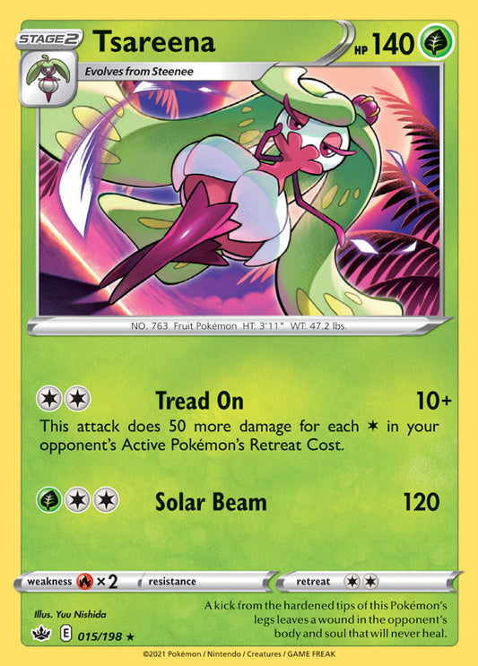 Tsareena Rare Base Card #015/198 Pokémon Card Chilling Reign