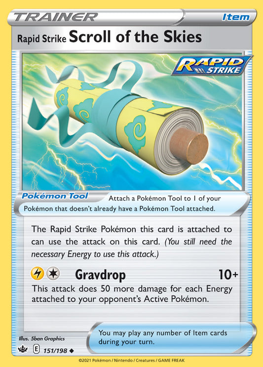 Trainer Rapid Strike Scroll of the skies Base card #151/198 Pokémon Card Chilling Reign