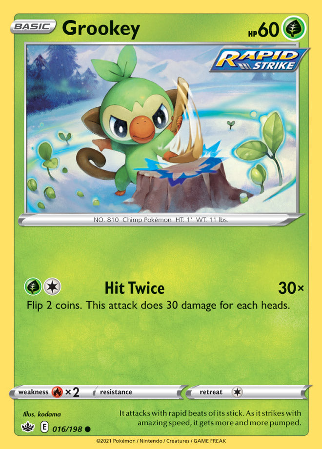 Grookey Base card #016/198 Pokémon Card Chilling Reign