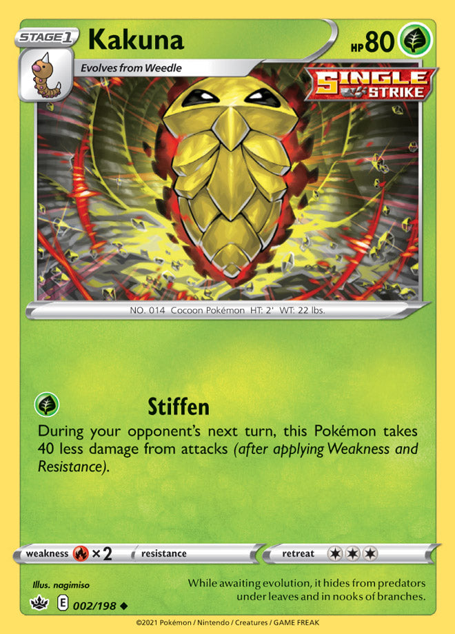 Kakuna Base card #002/198 Pokémon Card Chilling Reign
