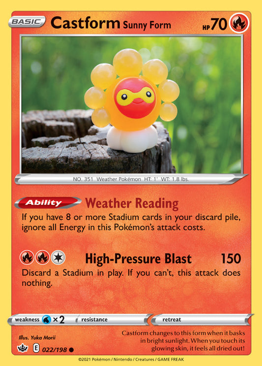 Castform Sunny Form Base card #022/198 Pokémon Card Chilling Reign
