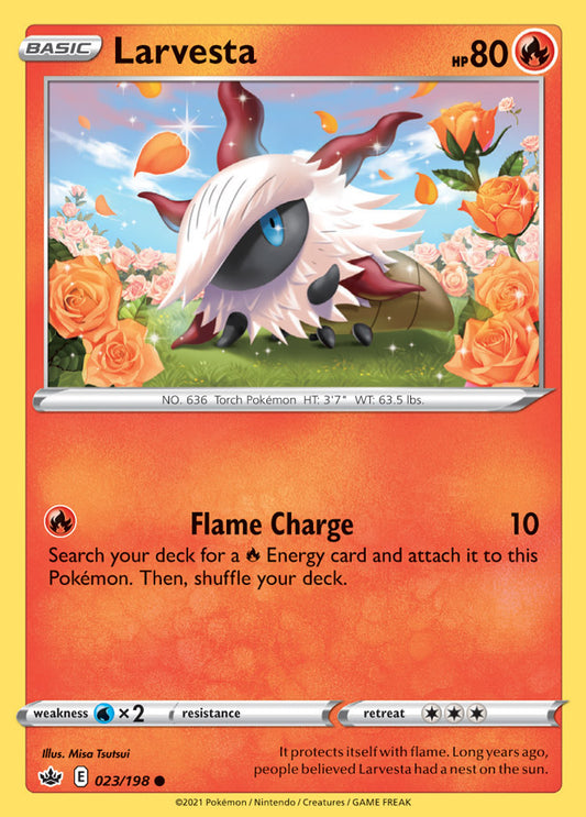 Larvesta Base card #023/198 Pokémon Card Chilling Reign