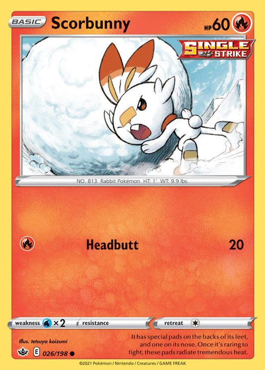 Scorbunny Base card #026/198 Pokémon Card Chilling Reign