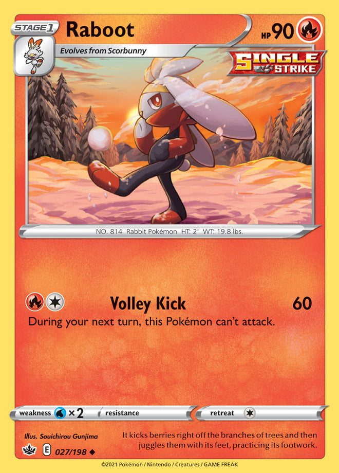 Raboot Base card #027/198 Pokémon Card Chilling Reign