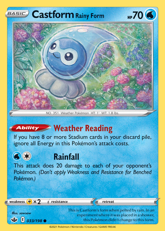 Castfrom Rainy Form Base card #033/198 Pokémon Card Chilling Reign