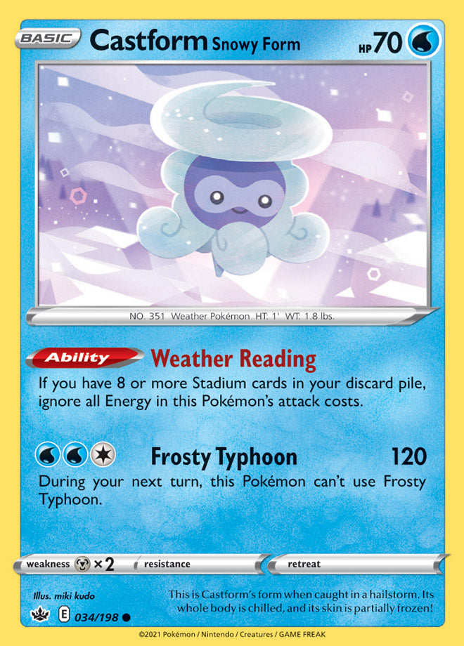 Castfrom Snowy Form Base card #034/198 Pokémon Card Chilling Reign