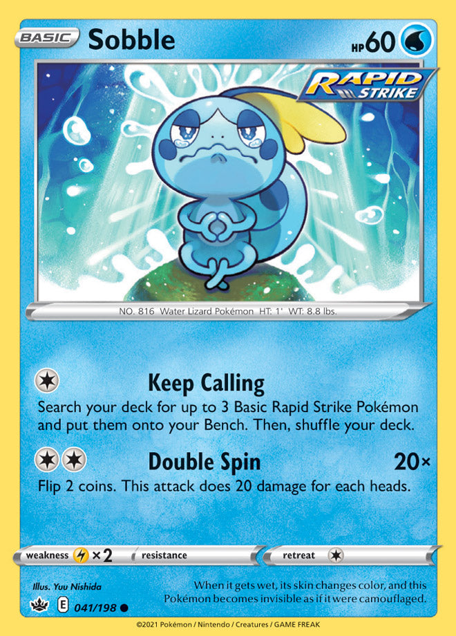 Sobble Base card #041/198 Pokémon Card Chilling Reign