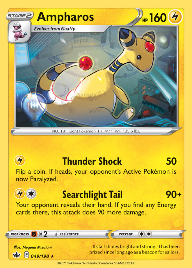 Ampharos Rare Base Card #049/198 Pokémon Card Chilling Reign
