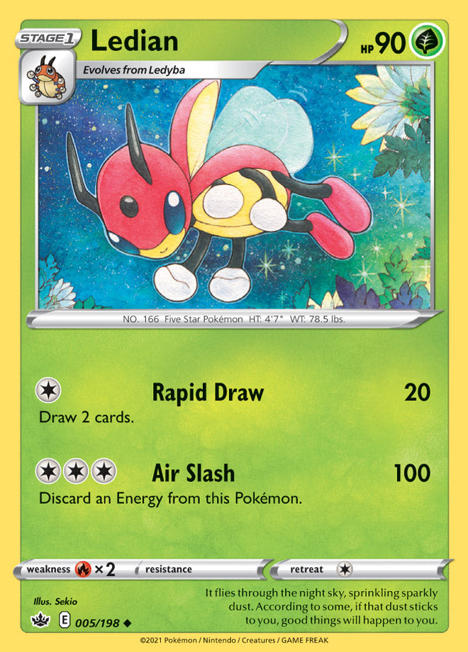 Ledian Base card #005/198 Pokémon Card Chilling Reign