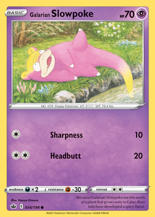 Galarian Slowpoke Base card #054/198 Pokémon Card Chilling Reign