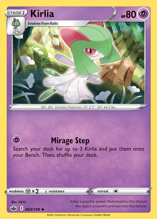 Kirlia Base card #060/198 Pokémon Card Chilling Reign