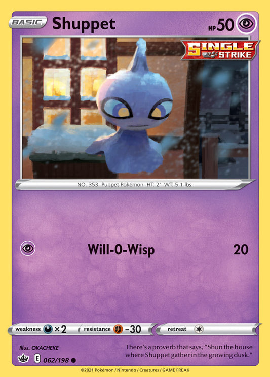 Shuppet Base card #062/198 Pokémon Card Chilling Reign