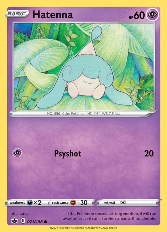 Hatenna Base card #071/198 Pokémon Card Chilling Reign
