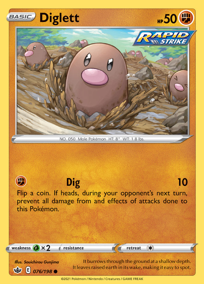 Diglett Base card #076/198 Pokémon Card Chilling Reign