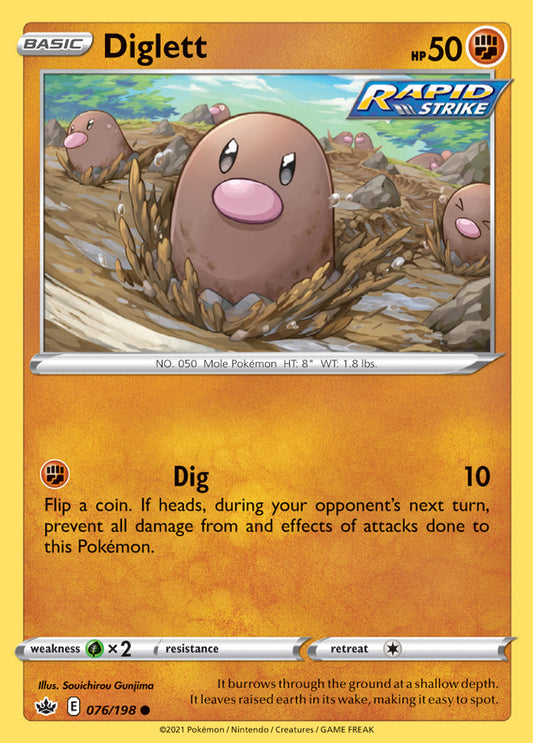 Diglett Base card #076/198 Pokémon Card Chilling Reign
