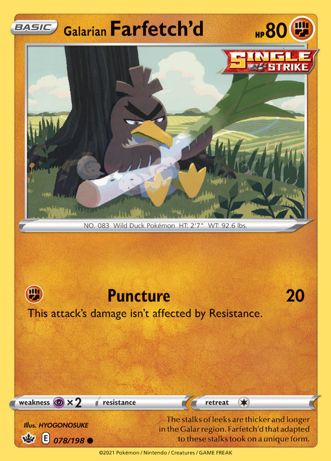 Galarian Farfetch'd Base card #078/198 Pokémon Card Chilling Reign