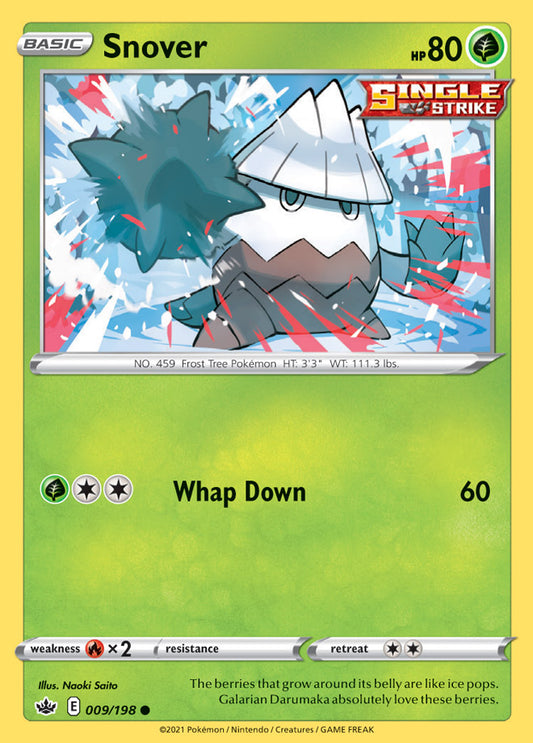 Snover Base card #009/198 Pokémon Card Chilling Reign