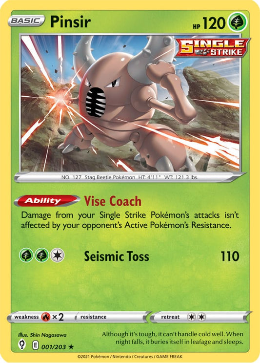 Pinsir Rare Base card #001/203 Pokémon Card Evolving Skies