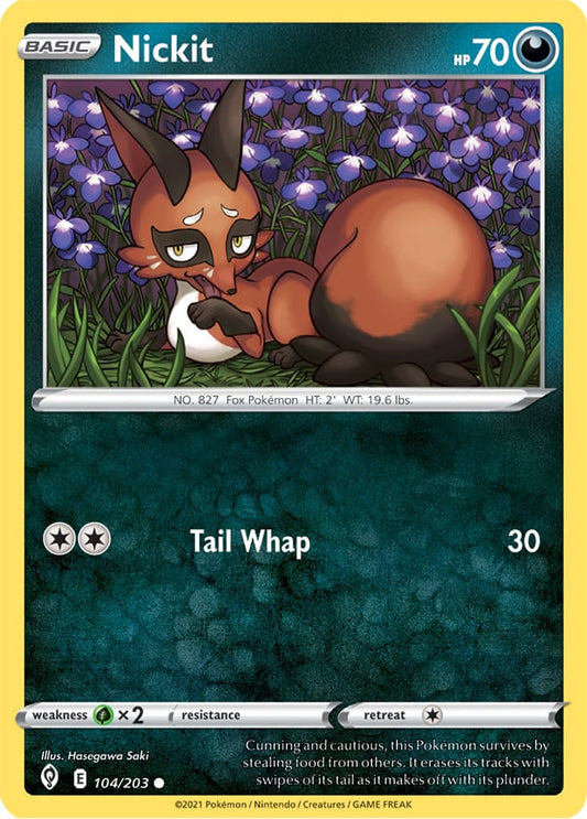 Nickit Base Card #104/203 Pokémon Card Evolving Skies