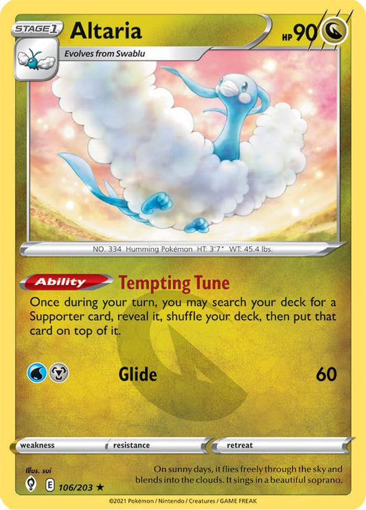 Altaria Rare Base Card #106/203 Pokémon Card Evolving Skies