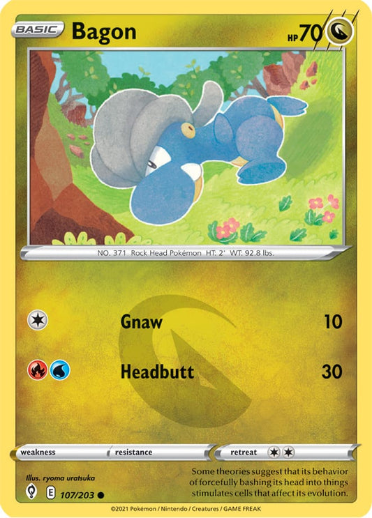Bagon Base Card #107/203 Pokémon Card Evolving Skies