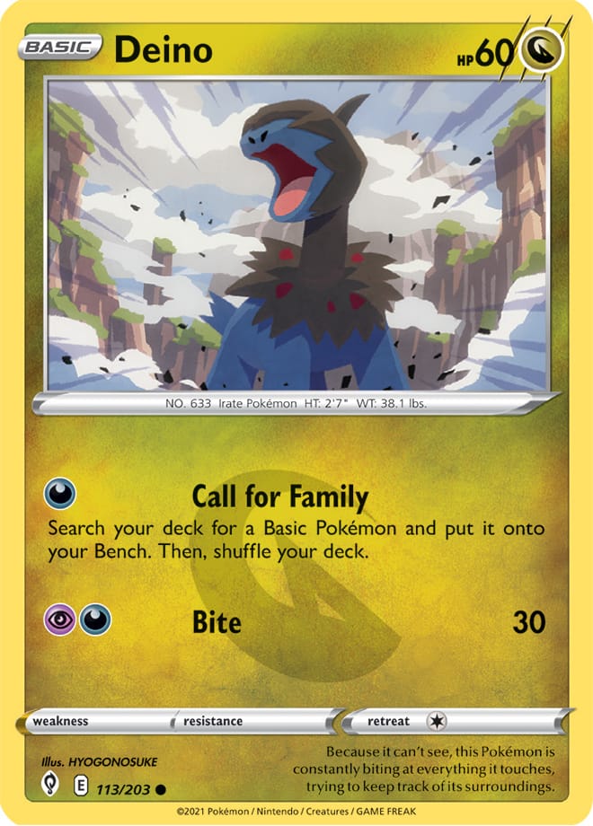 Deino Base Card #113/203 Pokémon Card Evolving Skies