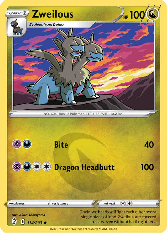 Zweilous Base Card #114/203 Pokémon Card Evolving Skies
