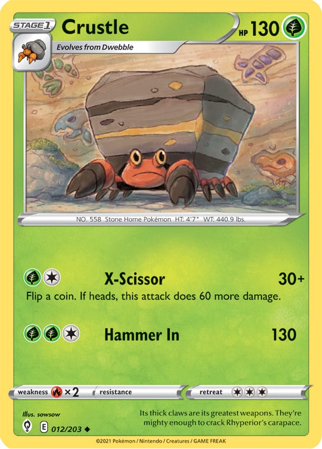 Crustle Base card #012/203 Pokémon Card Evolving Skies