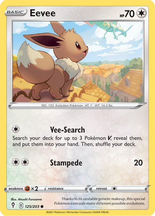 Eevee Base Card #125/203 Pokémon Card Evolving Skies