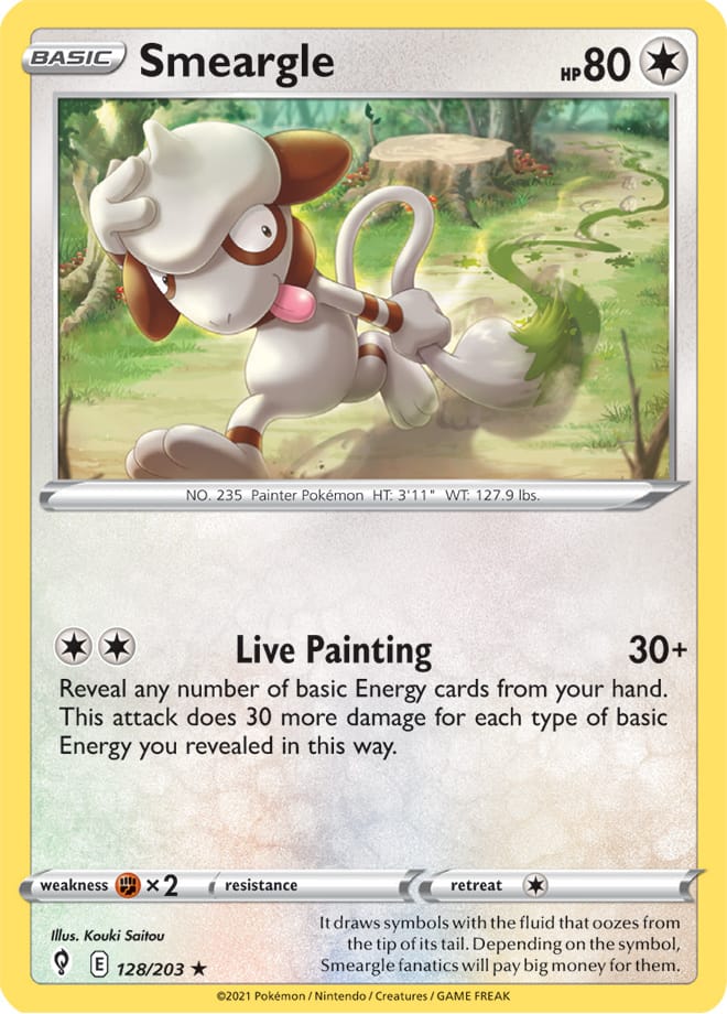 Smeargle Rare Base Card #128/203 Pokémon Card Evolving Skies