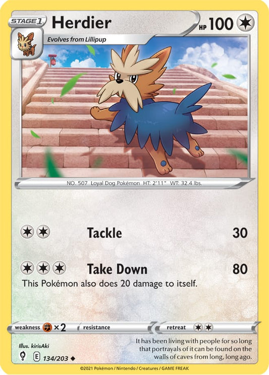 Herdier Base Card #134/203 Pokémon Card Evolving Skies