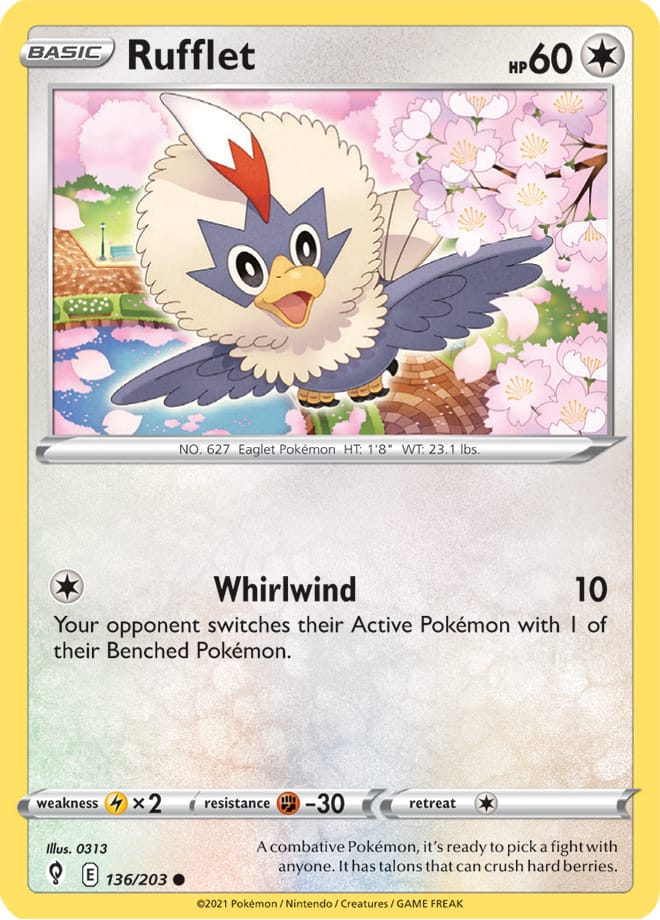 Rufflet Base Card #136/203 Pokémon Card Evolving Skies