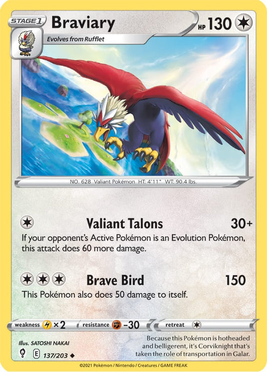 Braviary Base Card #137/203 Pokémon Card Evolving Skies