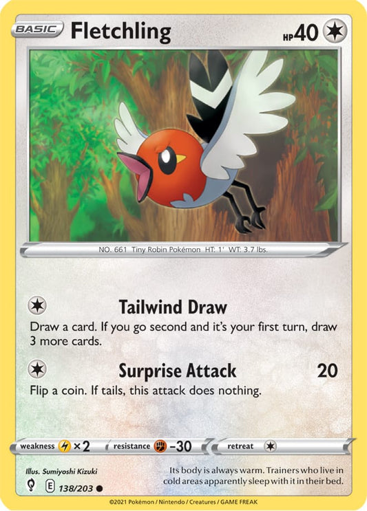 Fletchling Base Card #138/203 Pokémon Card Evolving Skies