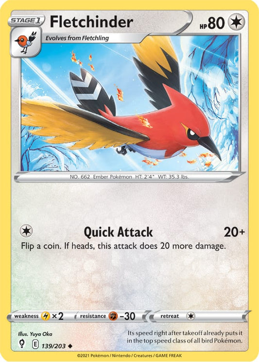 Fletchinder Base Card #139/203 Pokémon Card Evolving Skies