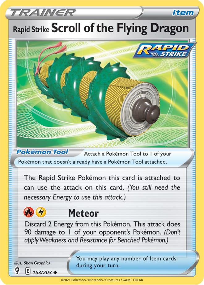 Rapid Strike Scroll of the flying dragon Trainer Base Card #153/203 Pokémon Card Evolving Skies