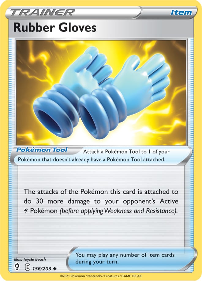 Rubber Gloves Trainer Base Card #156/203 Pokémon Card Evolving Skies