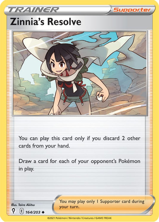 Zinnia's Resolve Trainer Base Card #164/203 Pokémon Card Evolving Skies