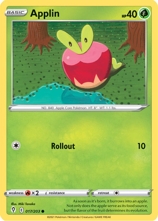 Applin Base card #017/203 Pokémon Card Evolving Skies