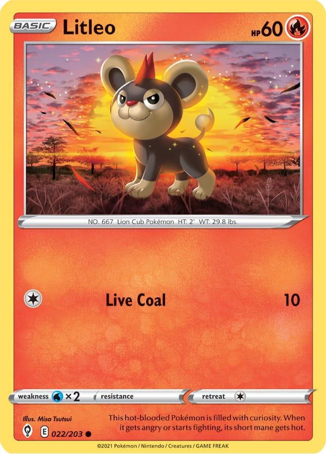 Litleo Base card #022/203 Pokémon Card Evolving Skies