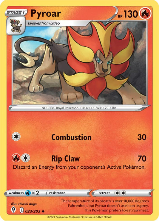Pyroar Base card #023/203 Pokémon Card Evolving Skies