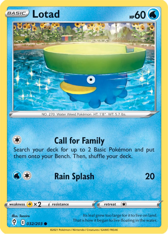 Lotad Base card #032/203 Pokémon Card Evolving Skies