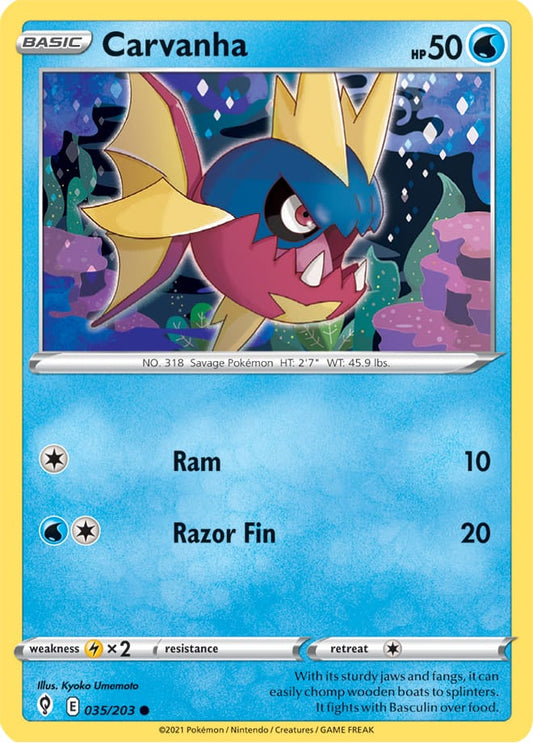 Carvanha Base card #035/203 Pokémon Card Evolving Skies