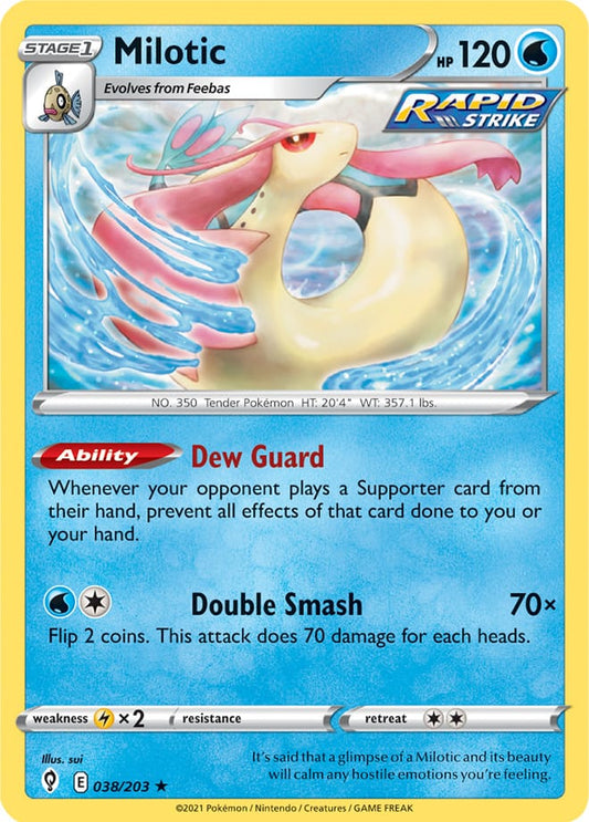 Milotic Rare Base card #038/203 Pokémon Card Evolving Skies