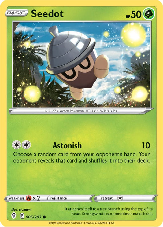 Seedot Base card #005/203 Pokémon Card Evolving Skies