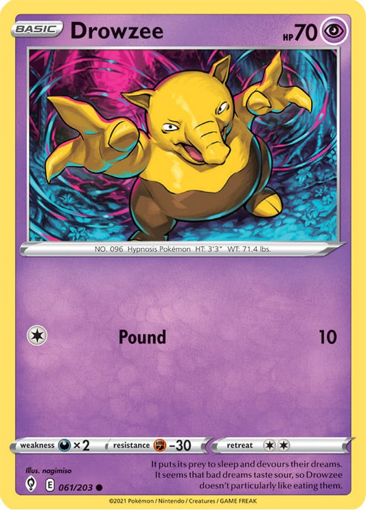 Drowzee Base Card #061/203 Pokémon Card Evolving Skies