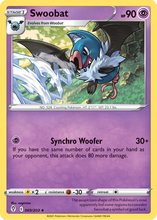 Swoobat Base Card #069/203 Pokémon Card Evolving Skies