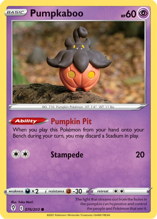 Pumpkaboo Base Card #076/203 Pokémon Card Evolving Skies