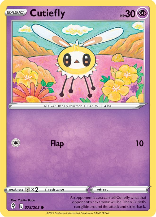 Cutiefly Base Card #078/203 Pokémon Card Evolving Skies